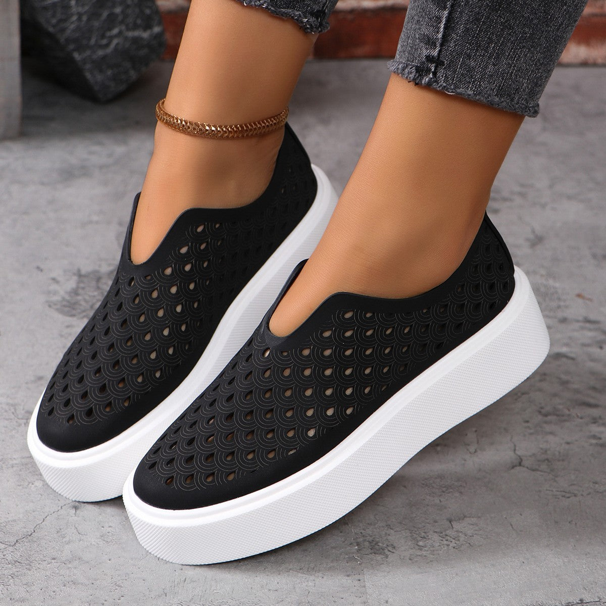 Fashion Hollow Flats Shoes, Casual For Women