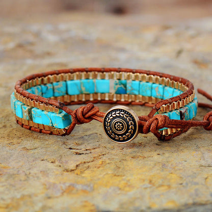 Fashion Imperial Stone Hand-woven Leather Bracelet