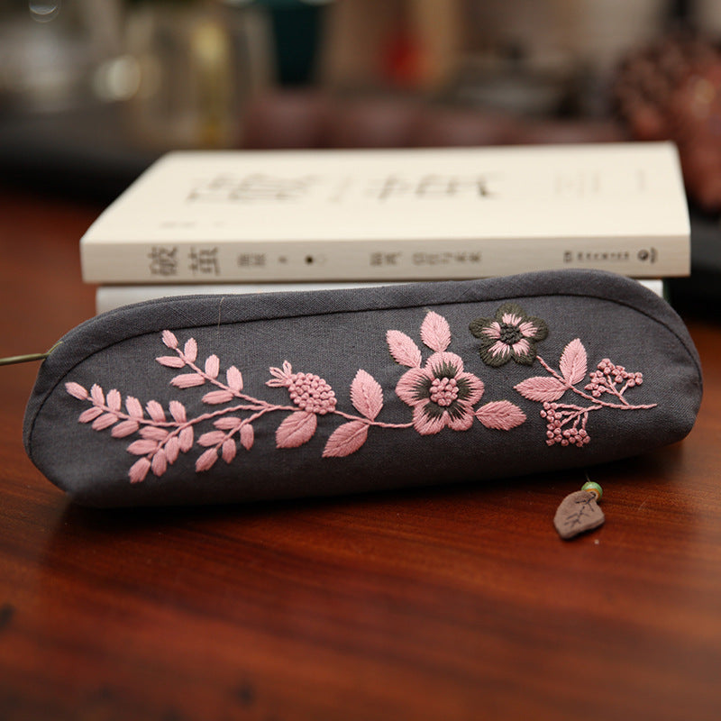 Retro Lu Embroidery Makeup Hand Embroidery Diy Pencil Case