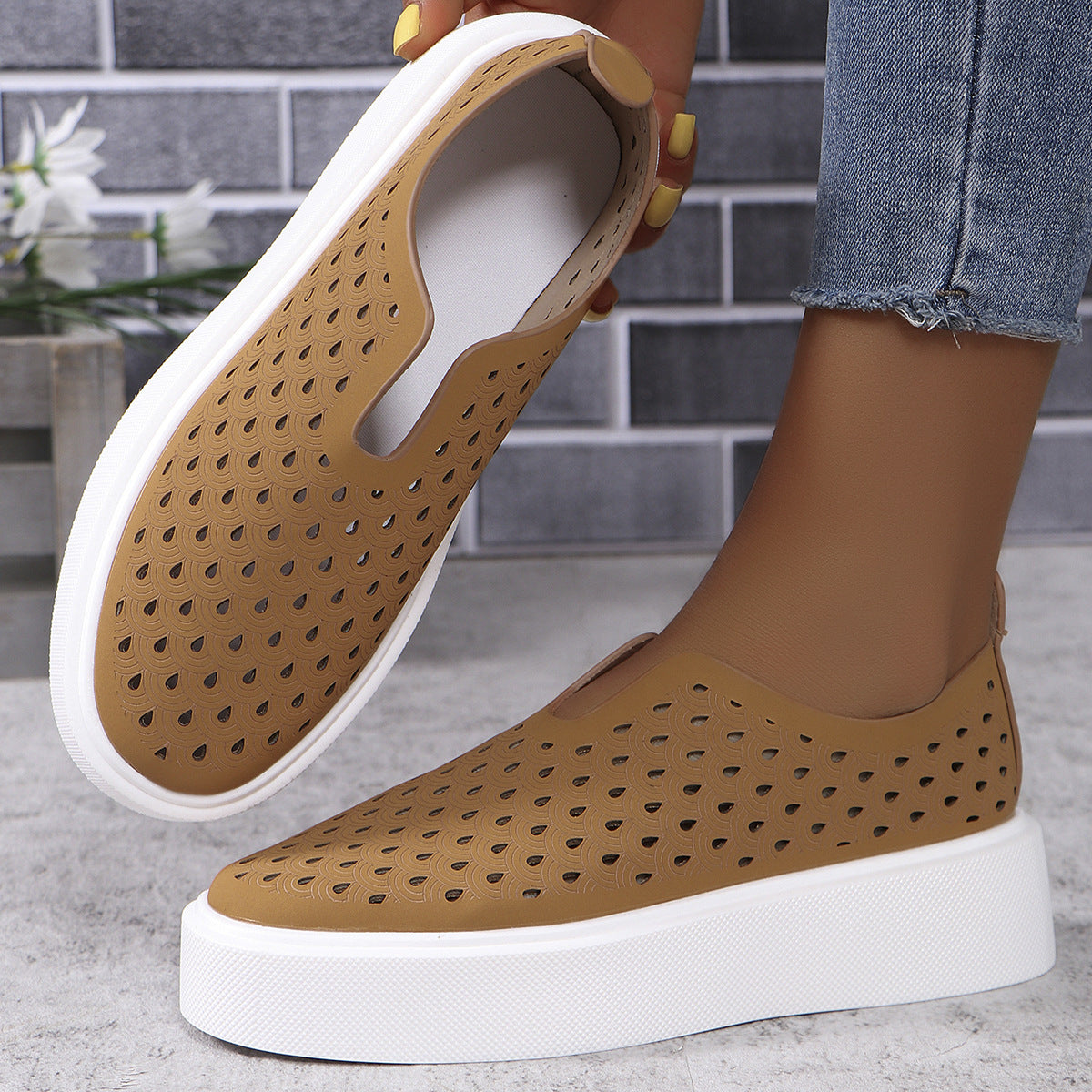 Fashion Hollow Flats Shoes, Casual For Women